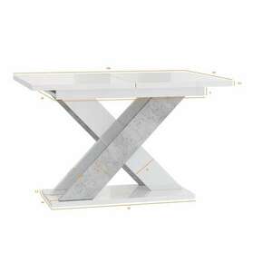 Xao Étkezőasztal - Magasfényű fehér / Beton kép
