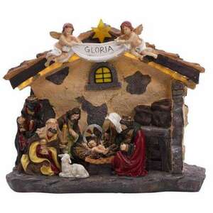 Karácsonyi dekoráció, Betlehem, polirezin, LED, 3xAA, 36x15x29 cm kép