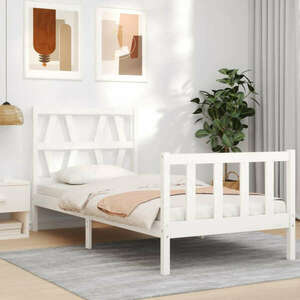 vidaXL fehér tömör fa ágykeret fejtámlával 90 x 200 cm kép