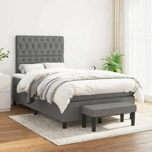 vidaXL sötétszürke szövet rugós ágy matraccal 120 x 200 cm kép