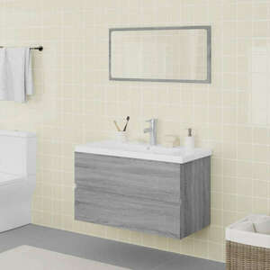 vidaXL szürke sonoma színű fatermék fürdőszobai bútorgarnitúra kép