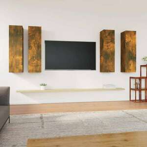 vidaXL 4 db füstös tölgyszínű szerelt fa TV-szekrény 30, 5x30x110 cm kép