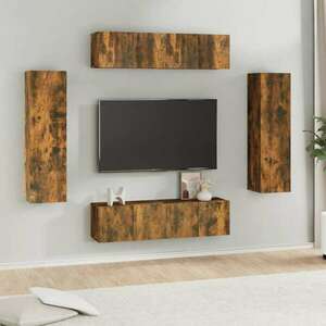 vidaXL 6 részes füstös tölgy színű szerelt fa TV-szekrényszett kép