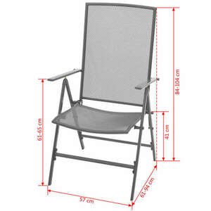 vidaXL 5-részes antracit acél kerti étkezőszett összecsukható székkel kép