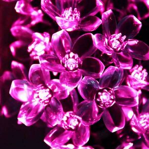 Napelemes Led cseresznyevirág fényfüzér, rózsaszín, kültéri, 50 led kép