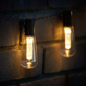 Napelemes 10 Ledes Edison izzó fényfüzér, meleg fehér kép