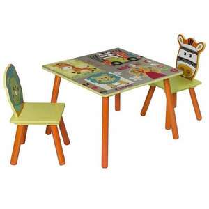 Gyerekasztal 2 székkel, színes , erdei állatos kép