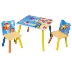Gyerekasztal 2 székkel - színes , tengeri állatos kép