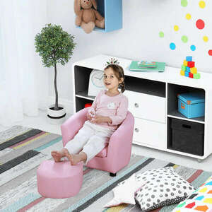 Rózsaszín gyerek fotel ajándék lábtartóval - Rose kép