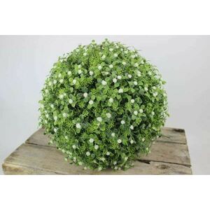 Zöld mű buxusgömb virágokkal 30cm kép