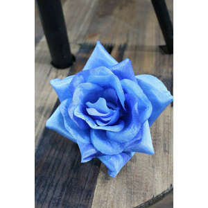 Kék szatén rózsafej 12db 8cm kép