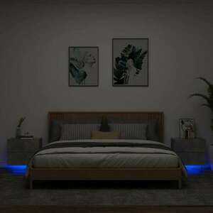 vidaXL 2 db betonszürke fali éjjeliszekrény LED-világítással kép