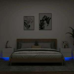 vidaXL 2 db fehér falra szerelhető éjjeliszekrény LED-világítással kép