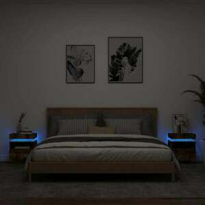 2 db sonoma-tölgy éjjeliszekrény LED-fényekkel 40x39x48, 5 cm kép