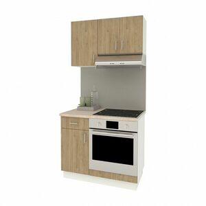Benita konyhabútor szett V1, választható munkapult 28 mm, 100 cm - Természetes fa-Fehér kép