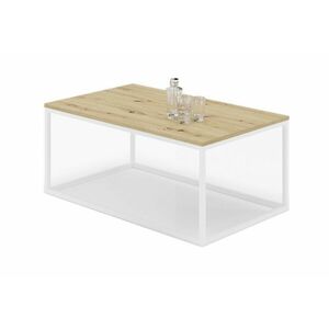 RISA dohányzóasztal, 100x43x60, fehér/tölgy artisan kép