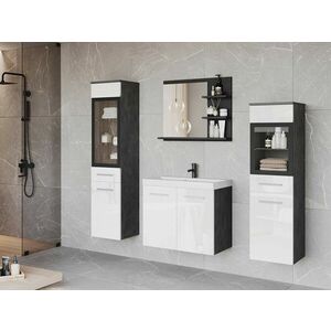 Fürdőszoba garnitúra Sarasota 141 (Matera szürke + Fényes fehér) kép