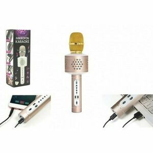Teddies Karaoke mikrofon Bluetooth, arany, elemekre működik, USB kábellel kép