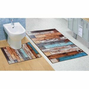 Bellatex fürdőszobai szőnyegkészlet Fapadló 3D , 60 x 100 cm, 60 x 50 cm kép