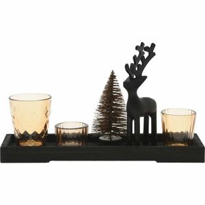 Reindeer and tree dekoratív gyertyatartó készlet tálcán 6 db., 31, 5 x 9, 5 x 2, 5 cm kép