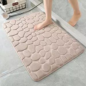 2 db-os extra puha fürdőszoba szőnyeg szett mintával - bézs kép