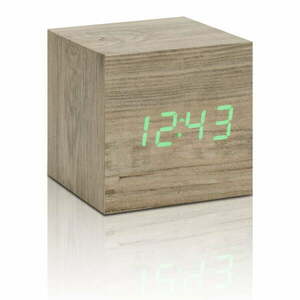 Cube Click Clock világosbarna ébresztőóra zöld LED kijelzővel - Gingko kép