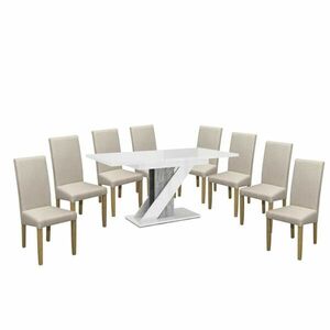 Maasix WGS Szürke-Magasfényű Fehér Z 8 személyes étkezőszett Bézs Vanda székekkel kép
