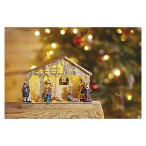 LED karácsonyi betlehem, fa, 19 cm, 3x AA, beltéri, meleg fehér, ... kép