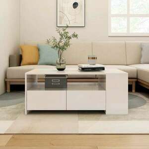 vidaXL magasfényű fehér szerelt fa dohányzóasztal 102 x 55 x 42 cm kép