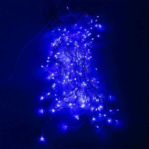 Dekorációs LED fényfüggöny, 200 LED, fehér vezeték, kék - 6 méter kép