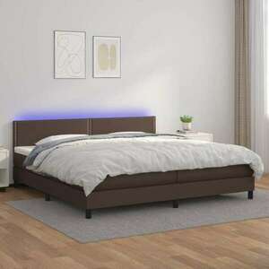 vidaXL barna műbőr rugós ágy matraccal és LED-del 200x200 cm kép