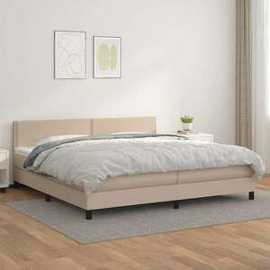 vidaXL cappuccino színű műbőr rugós ágy matraccal 200 x 200 cm kép