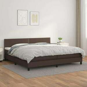 vidaXL barna műbőr rugós ágy matraccal 200 x 200 cm kép