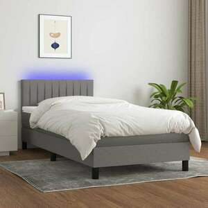 vidaXL sötétszürke szövet rugós és LED-es ágy matraccal 80 x 200 cm kép