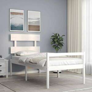 vidaXL fehér tömör fa ágykeret fejtámlával Small Single kép