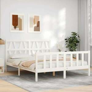 vidaXL fehér tömör fa ágykeret fejtámlával 160 x 200 cm kép