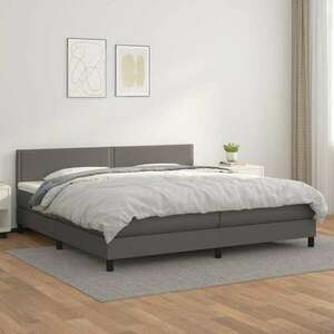 vidaXL szürke műbőr rugós ágy matraccal 200 x 200 cm kép