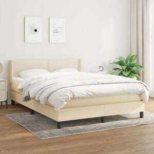 vidaXL krémszínű szövet rugós ágy matraccal 140 x 200 cm kép