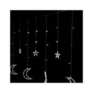 Holdfények, csillagok, karácsonyi fények, függöny, 96LED kép