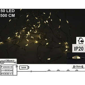 LED-es égősor meleg fehér fénnyel - 50 ledes - elemes kép