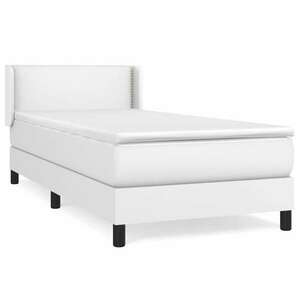 Fehér műbőr rugós ágy matraccal 80 x 200 cm kép
