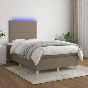 vidaXL tópszínű szövet rugós és LED-es ágy matraccal 120 x 200 cm kép