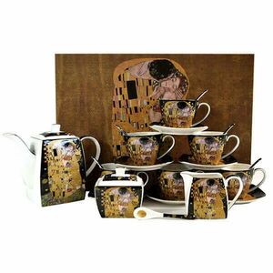 Klimt porcelán komplett kávés / teáskészlet - 6 személyes - fekete kép