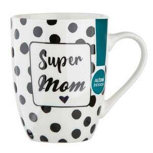 Anyák napi porcelán bögre - Super Mom - fekete pöttyös kép