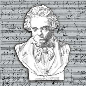 Dekupázs szalvéta - Beethoven/hangjegyes kép