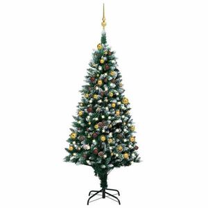 Műkarácsonyfa LED-ekkel, gömbszettel és tobozokkal 180 cm kép