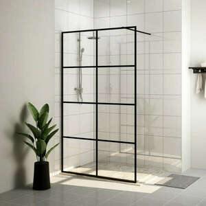 vidaXL fekete zuhanyfal átlátszó ESG üveggel 100 x 195 cm kép