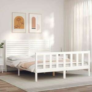 vidaXL fehér tömör fa ágykeret fejtámlával King Size kép