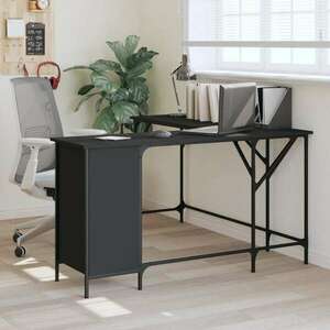 vidaXL fekete szerelt fa íróasztal 141x141x75 cm kép