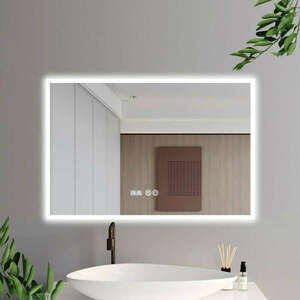 Verona 120 cm széles fali szögletes LED okostükör ambient világít... kép